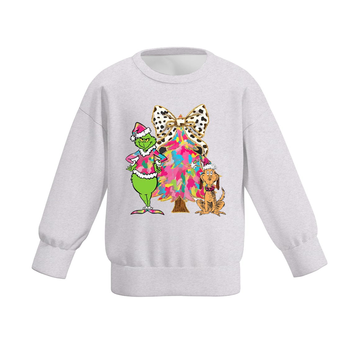 (Pre Order)Girls Christmas Cartoon Print Sweatshirt