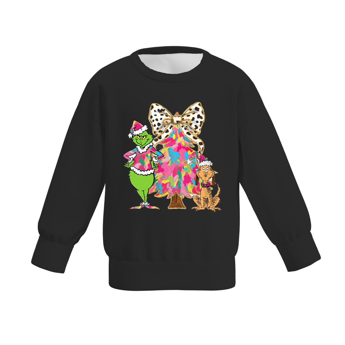 (Pre Order)Girls Christmas Cartoon Print Sweatshirt