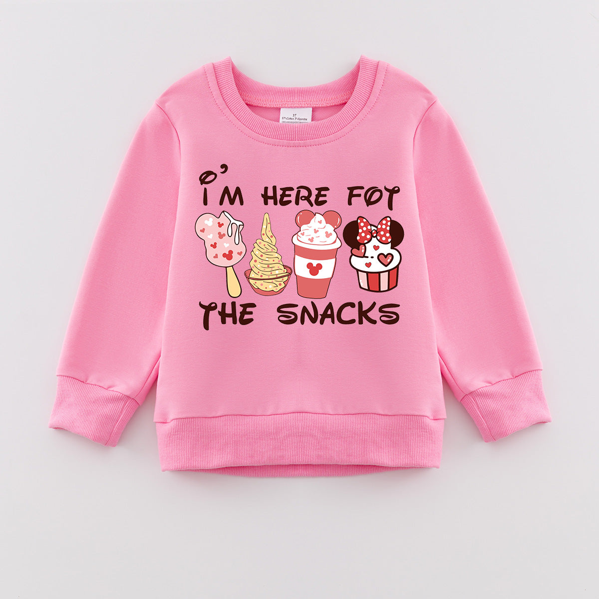 (Pre Order)Girls Valentine's Day Cartoon Print Pink Sweatshirt