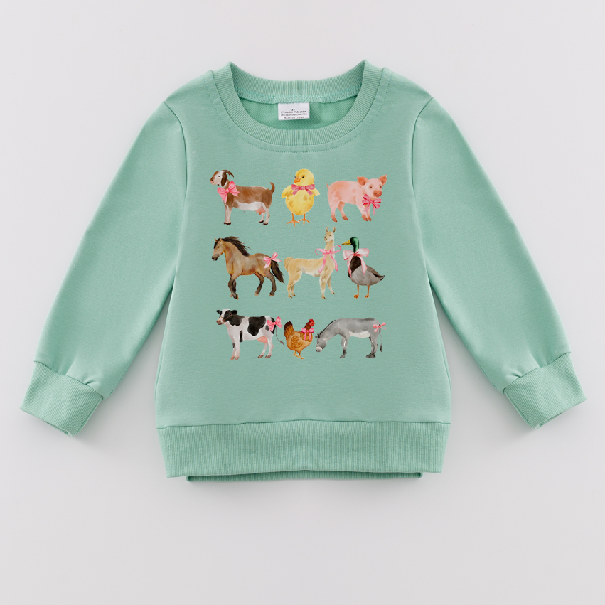 (Pre Order)Girls Fall Farm Print Sweatshirt