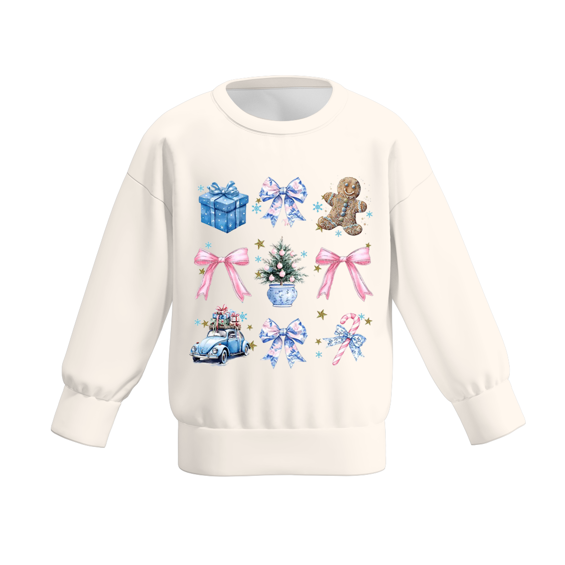 (Pre Order)Girls Christmas Cartoon Print Sweatshirt