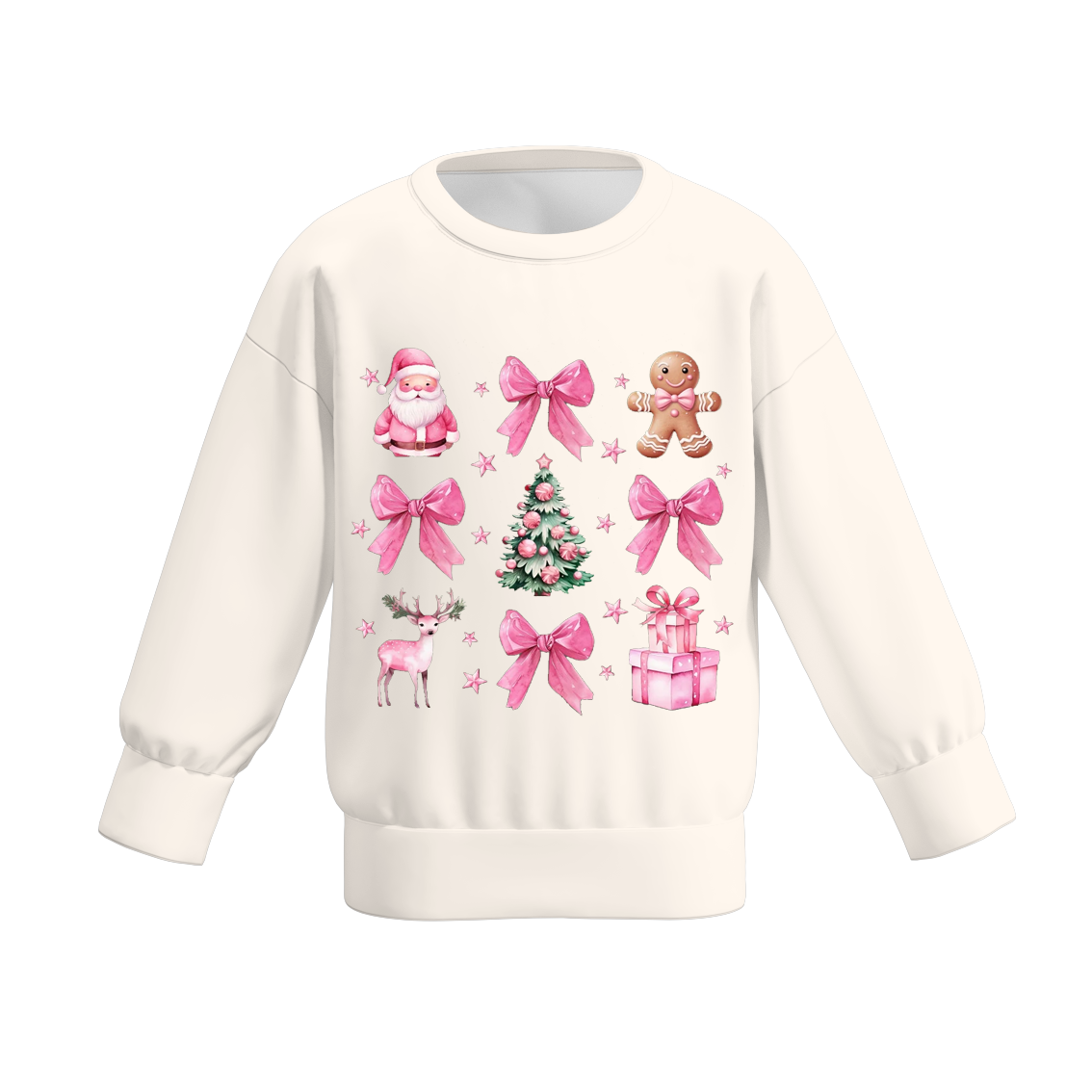 (Pre Order)Girls Christmas Cartoon Print Sweatshirt