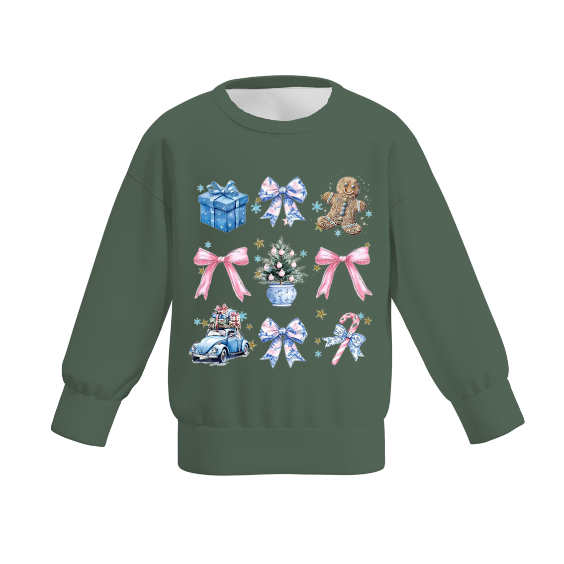 (Pre Order)Girls Christmas Cartoon Print Sweatshirt