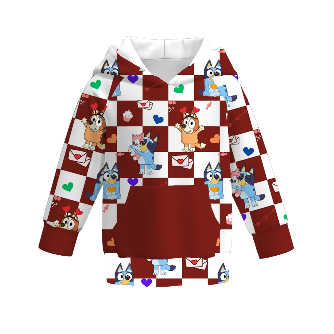 (Pre Order)Boys and Girls Valentine's Day Cute Cartoon Print Hoodie