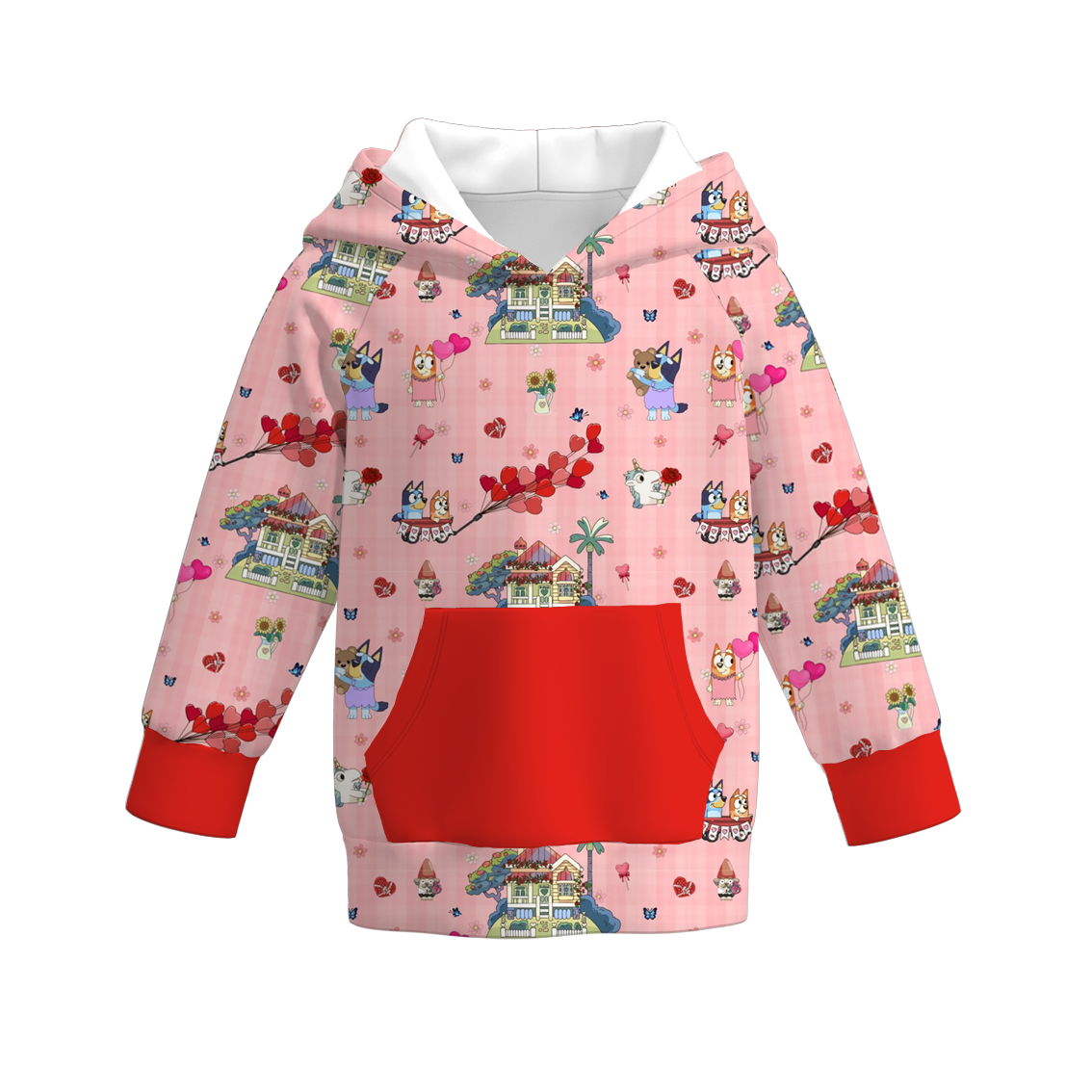 (Pre Order)Boys and Girls Valentine's Day Cute Cartoon Print Hoodie