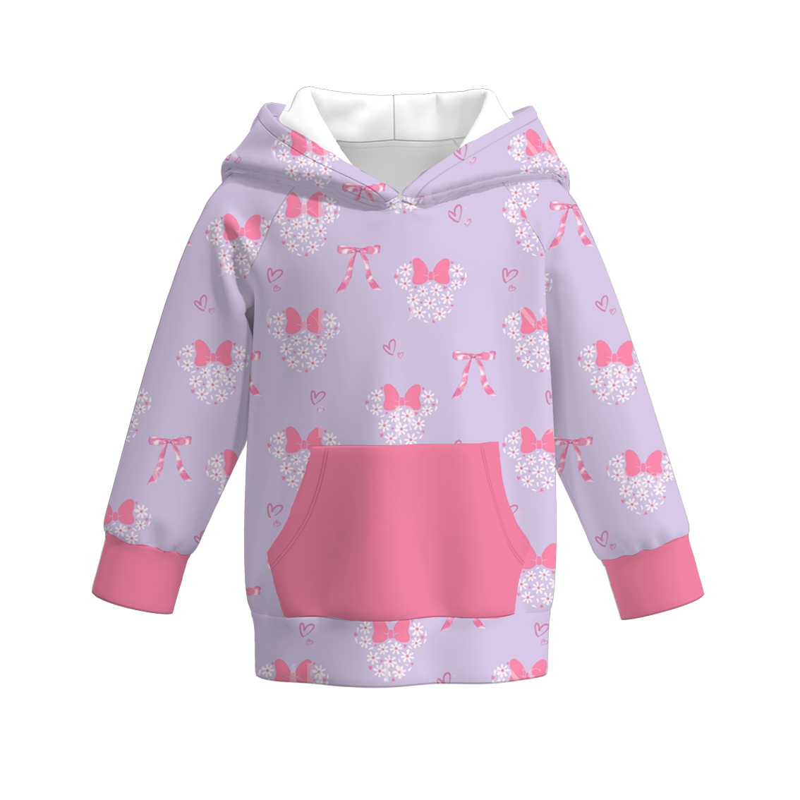 (Pre Order)Girls Valentine's Day Cartoon Print Hoodie
