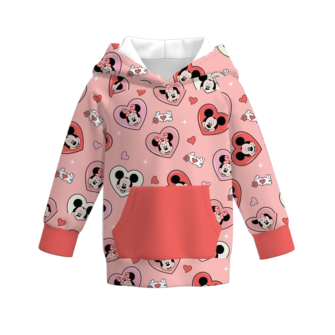 (Pre Order)Girls Valentine's Day Cartoon Print Hoodie