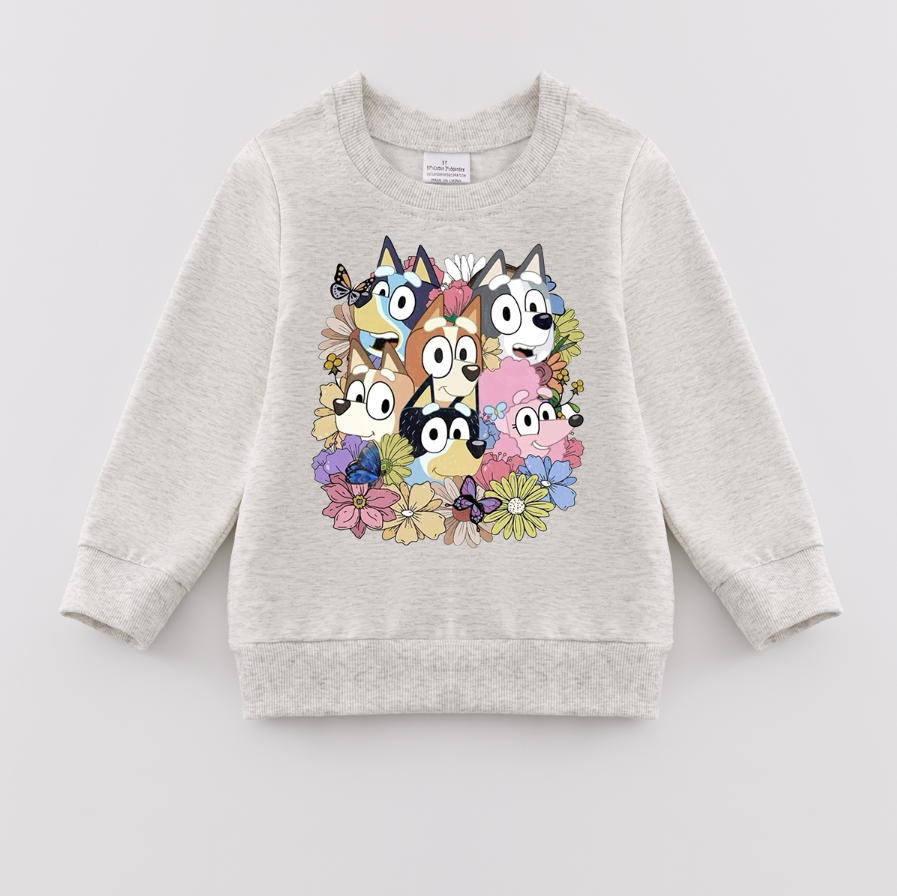 (Pre Order)Girls Fall Cartoon Print Sweatshirt