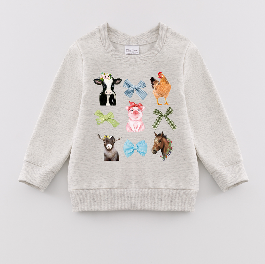 (Pre Order)Girls Fall Cartoon Print Sweatshirt