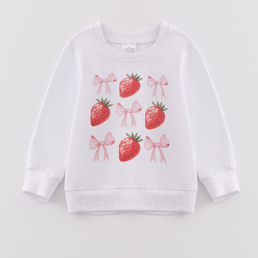 (Pre Order)Girls Fall Bow Print Sweatshirt