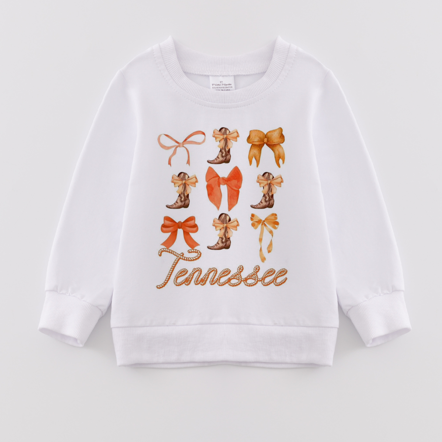 (Pre Order)Girls Fall Bow Print Sweatshirt