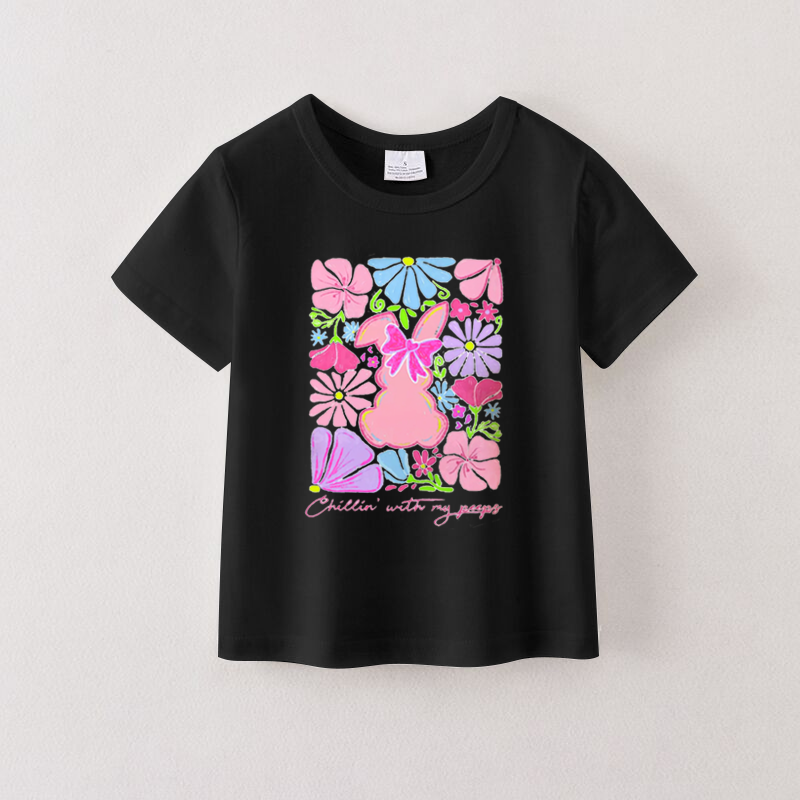 (Pre Order)Girls Easter Bunny Print T-shirt