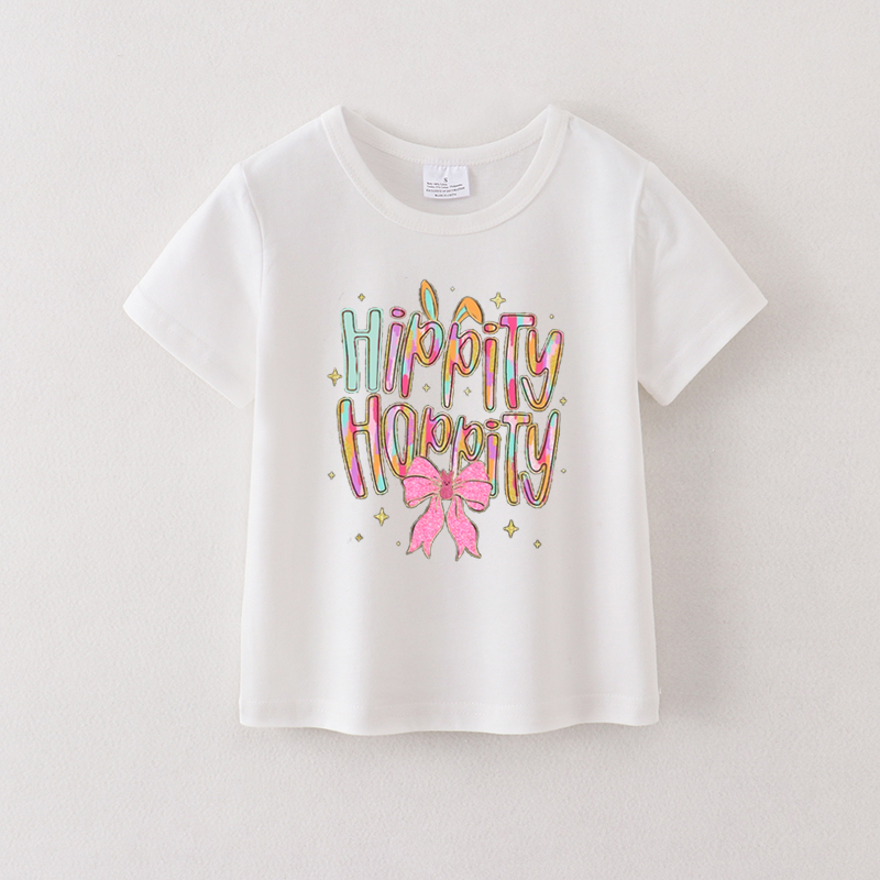 (Pre Order)Girls Easter Bunny Print T-shirt