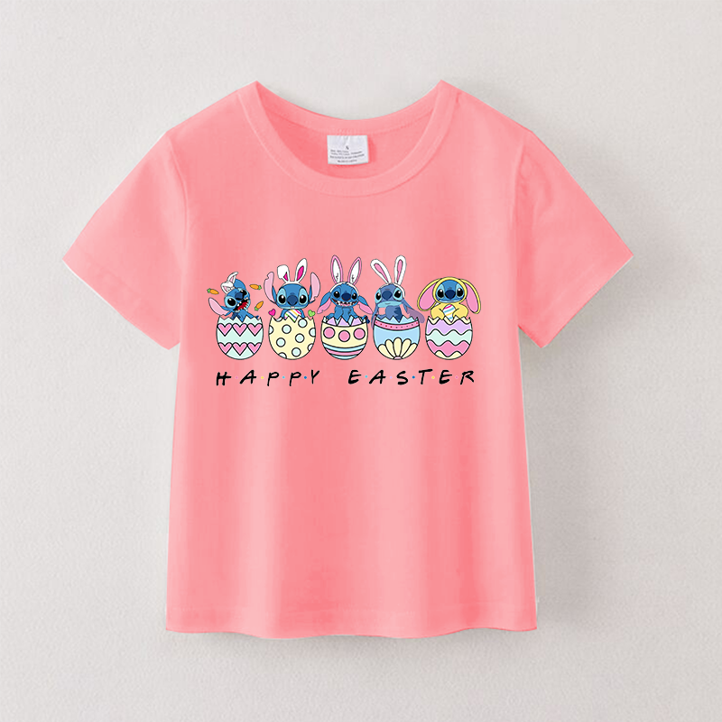 (Pre Order)Girls Easter Cartoon Print T-shirt