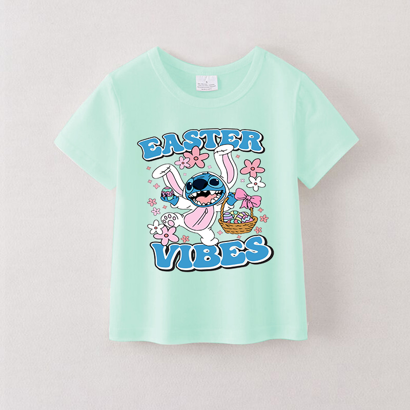 (Pre Order)Girls Easter Cartoon Print T-shirt