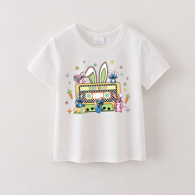 (Pre Order)Girls Easter Cartoon Print T-shirt