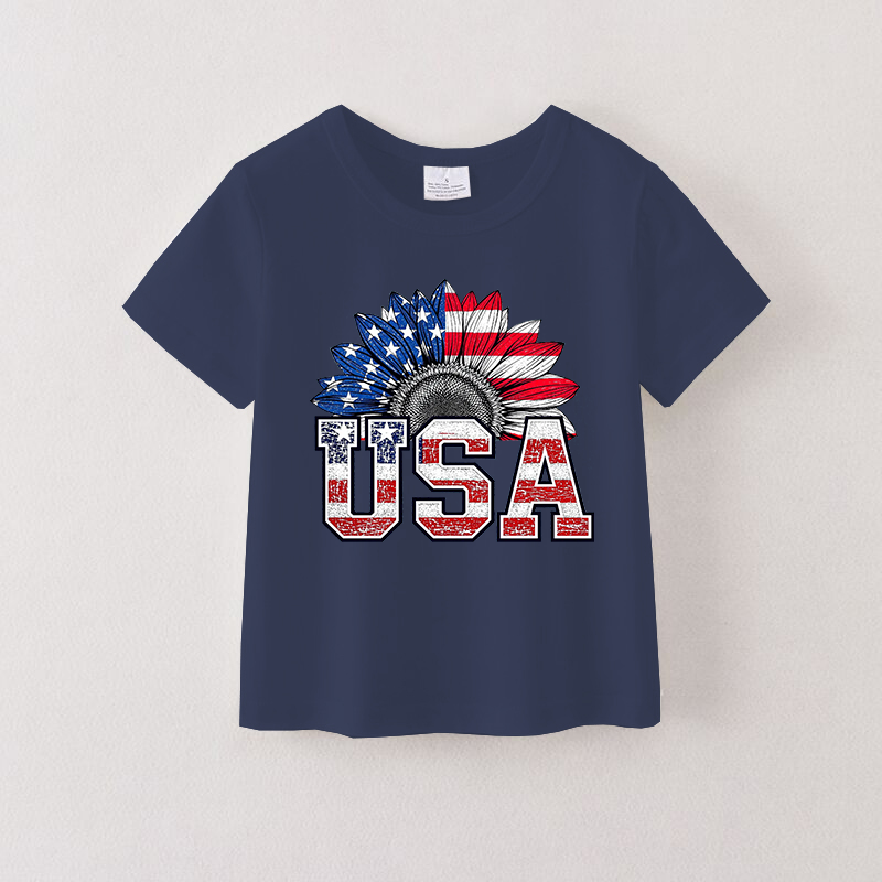 (Pre Order)Girls Patriotic Print Top
