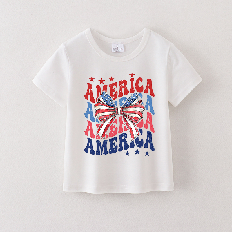 (Pre Order)Girls Patriotic Print Top