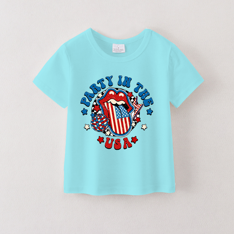 (Pre Order)Girls Patriotic Print Top