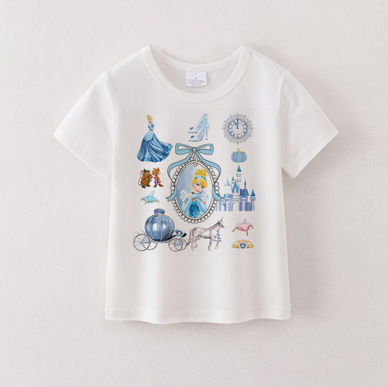 (Pre Order)Girls Spring and Summer Cartoon Print Top