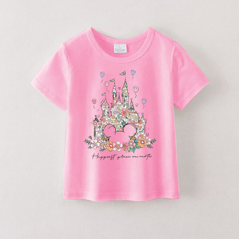 (Pre Order)Girls Spring and Summer Cartoon Print Top