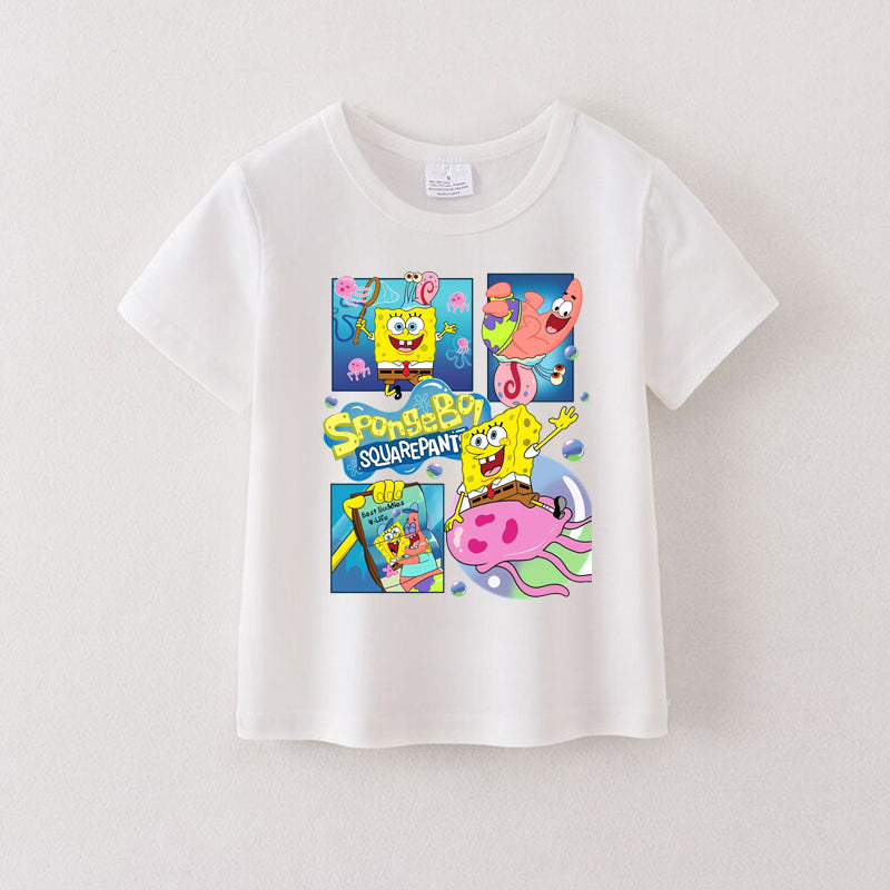 (Pre Order)Girls Spring and Summer Cartoon Print Top