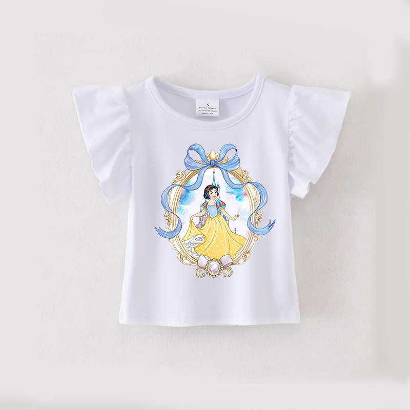 (Pre Order)Girls Spring and Summer Princess Print Ruffles Top
