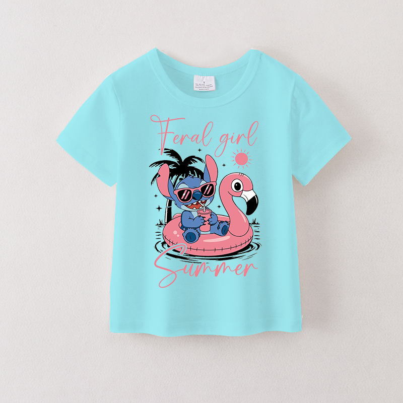 (Pre Order)Girls Spring and Summer Cartoon Print Cotton Top