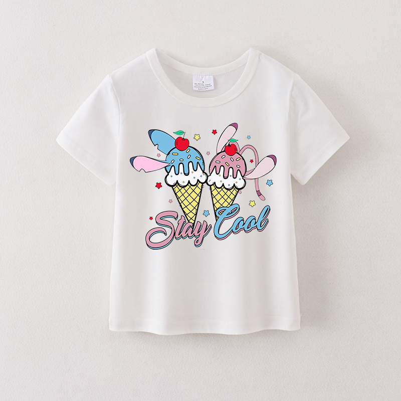 (Pre Order)Girls Spring and Summer Cartoon Print Cotton Top