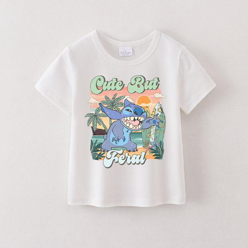 (Pre Order)Girls Spring and Summer Cartoon Print Cotton Top