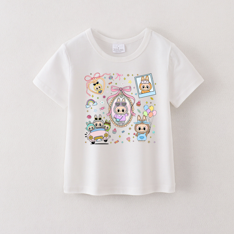 (Pre Order)Girls Spring and Summer Cartoon Print Cotton Top