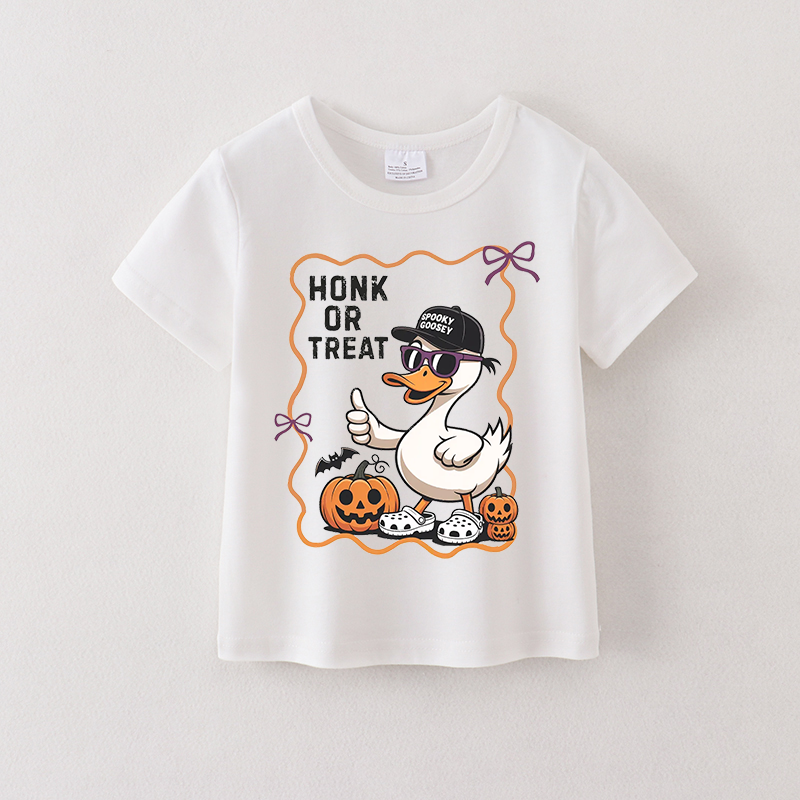 (Pre Order)Girls Halloween Cartoon Print Cotton Top