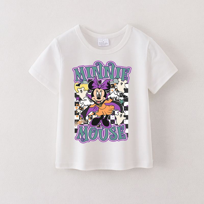 (Pre Order)Girls Halloween Cartoon Print Cotton Top