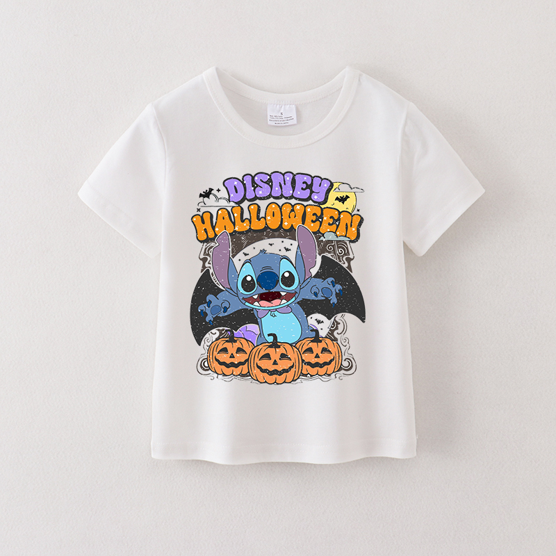 (Pre Order)Girls Halloween Cartoon Print Cotton Top