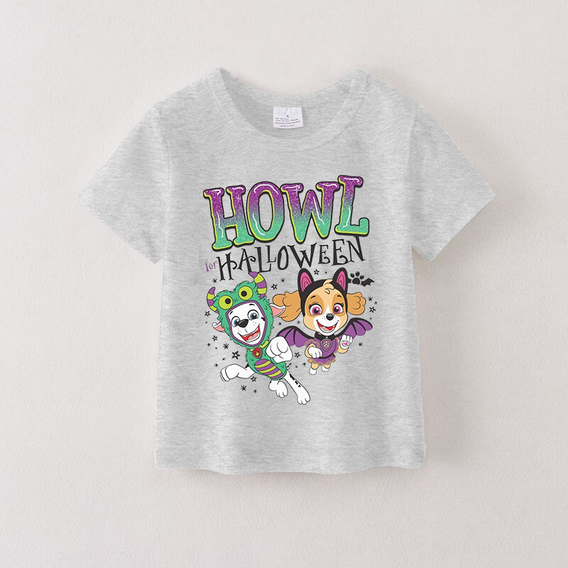 (Pre Order)Girls Halloween Cartoon Print Cotton Top