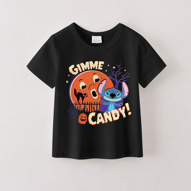 (Pre Order)Girls Halloween Cartoon Print Cotton Top