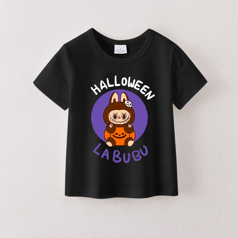 (Pre Order)Girls Halloween Cartoon Print Cotton Top