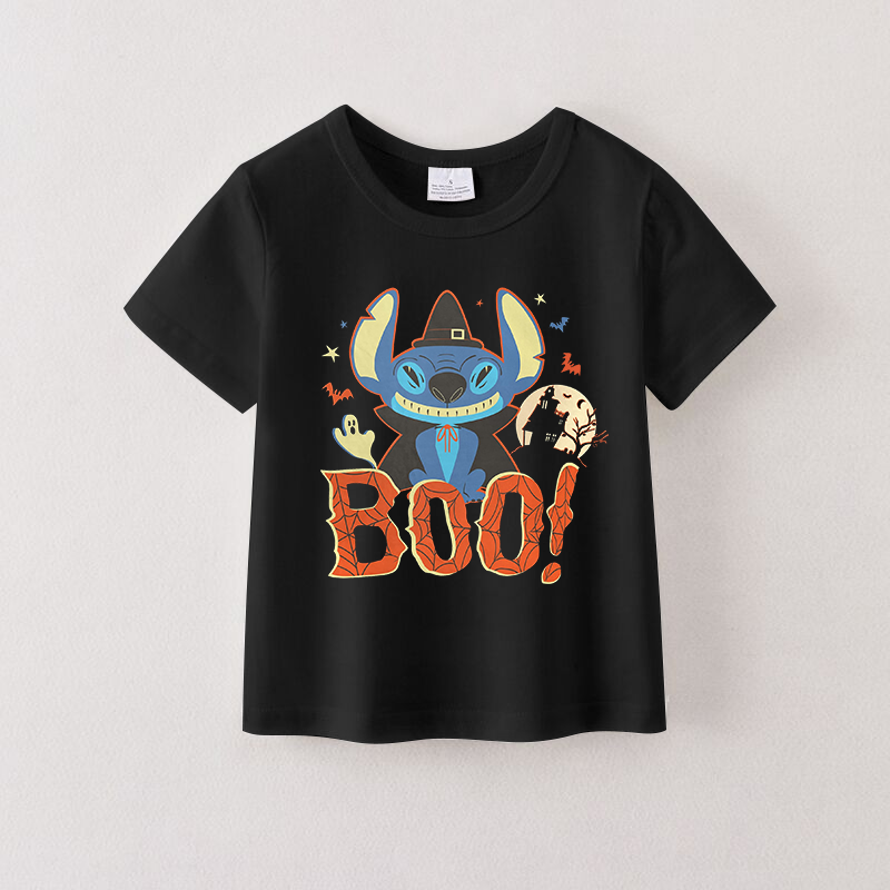 (Pre Order)Girls Halloween Cartoon Print Cotton Top