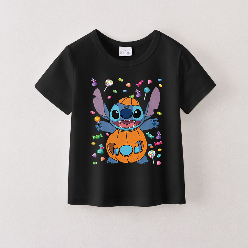 (Pre Order)Girls Halloween Cartoon Print Cotton Top