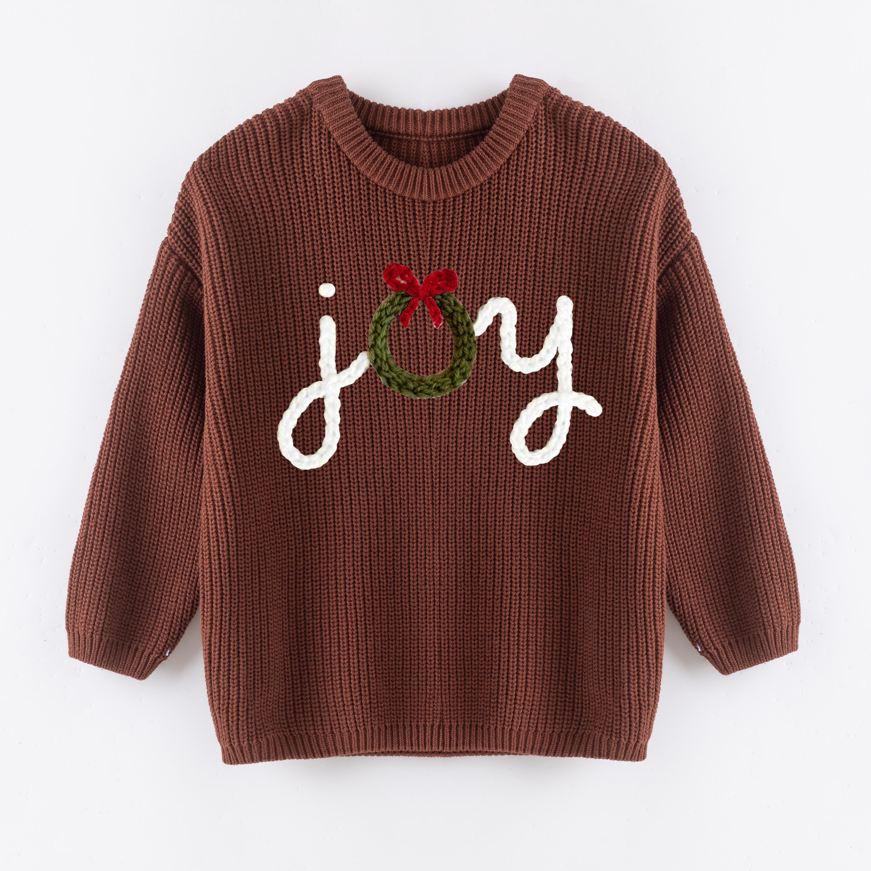 (In Stock+Pre Order)Girls Fall&Winter Brown Solid Color Custom Embroidery Sweater