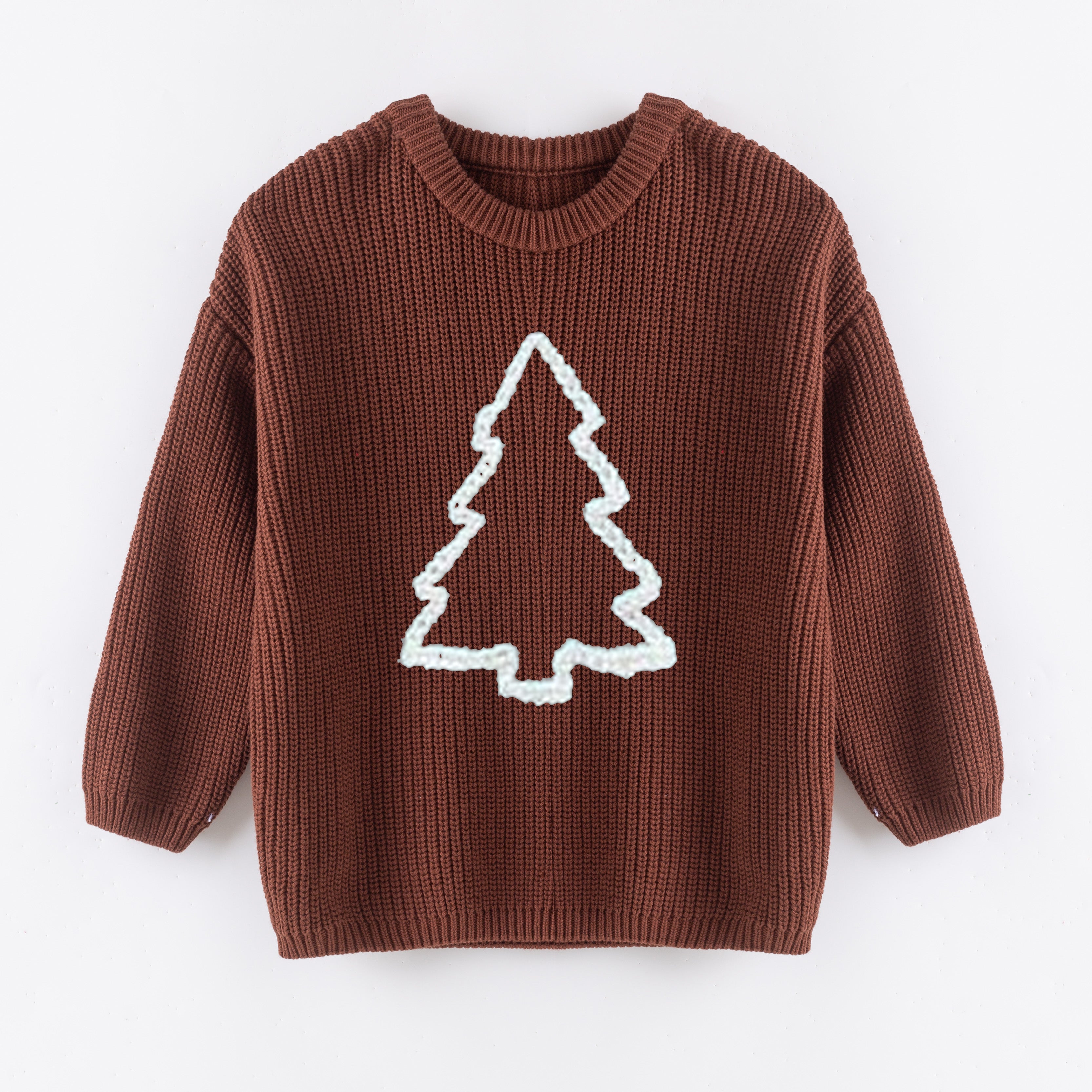 (In Stock+Pre Order)Girls Fall&Winter Brown Solid Color Custom Embroidery Sweater