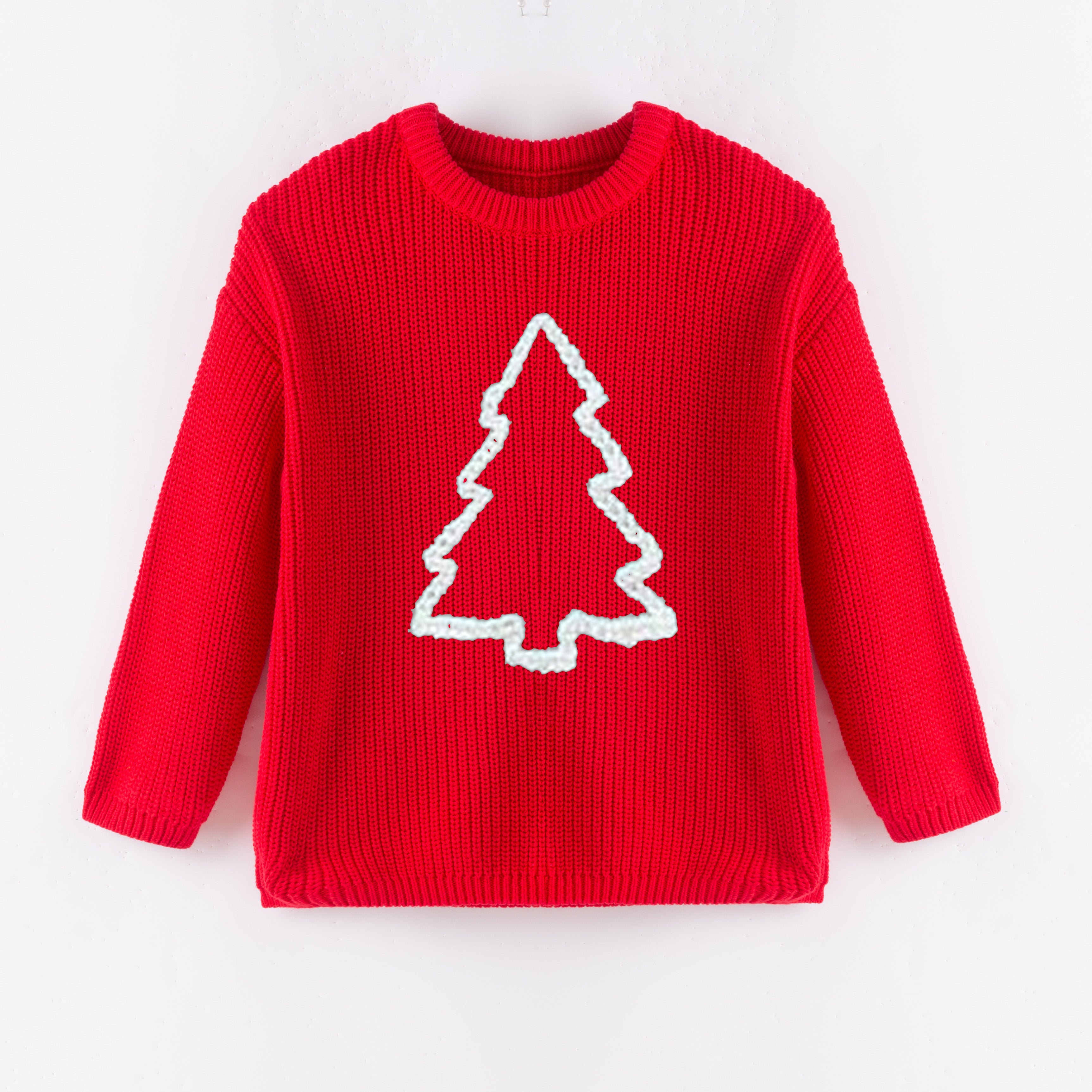 (In Stock+Pre Order)Girls Fall&Winter Red Solid Color Custom Embroidery Sweater