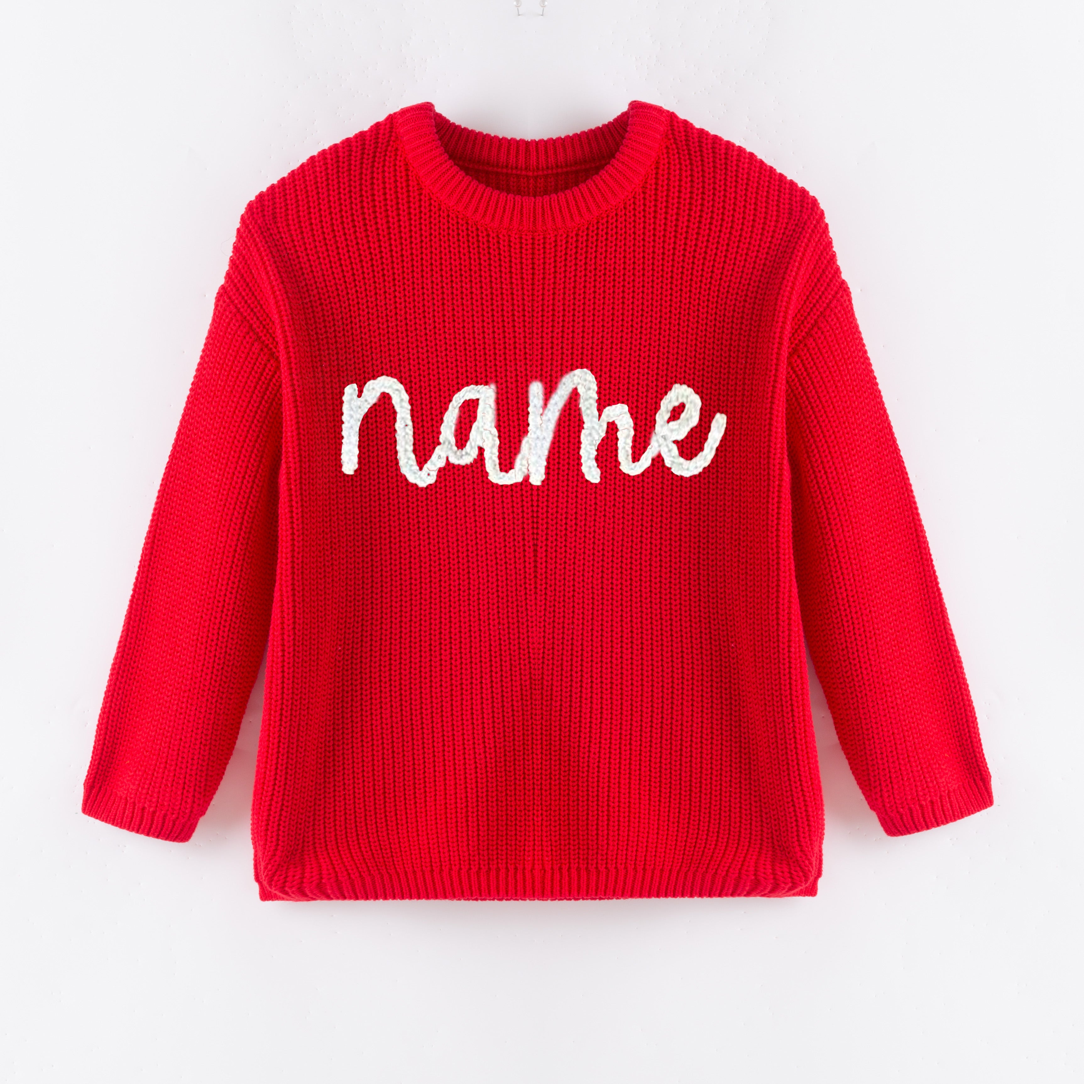 (In Stock+Pre Order)Girls Fall&Winter Red Solid Color Custom Embroidery Sweater