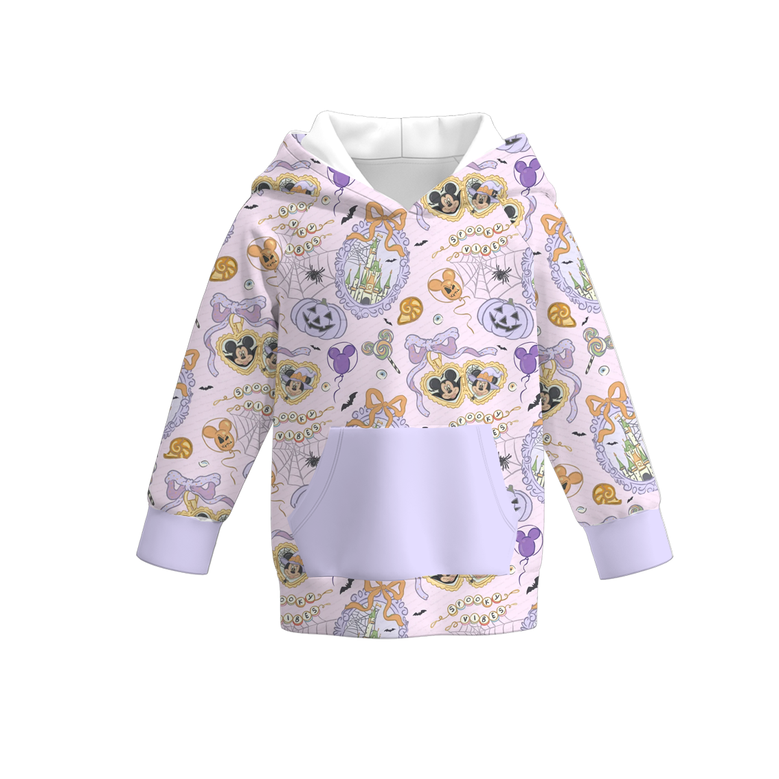(Pre Order)Girls Halloween Cartoon Print Hoodie