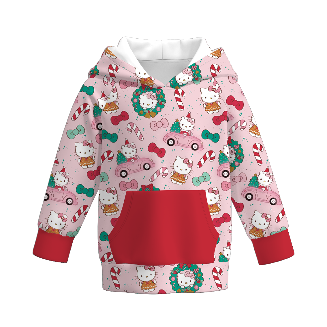 (Pre Order)Girls Christmas Cartoon Print Pajamas&Hoodie