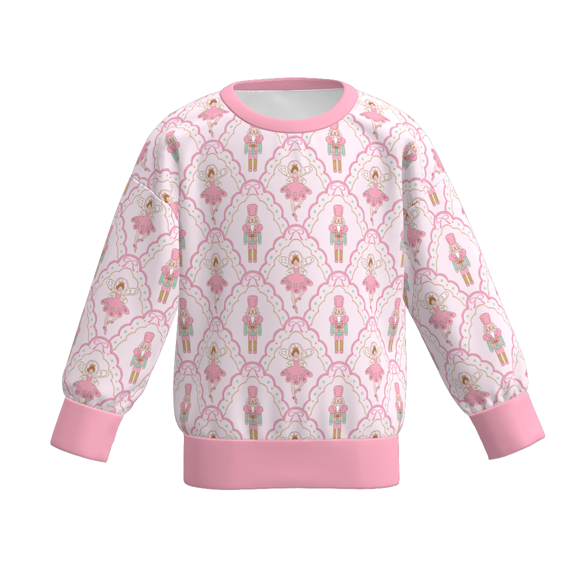(Pre Order)Family Christmas Pink Nutcracker Print Dress,Set,Romper&Top