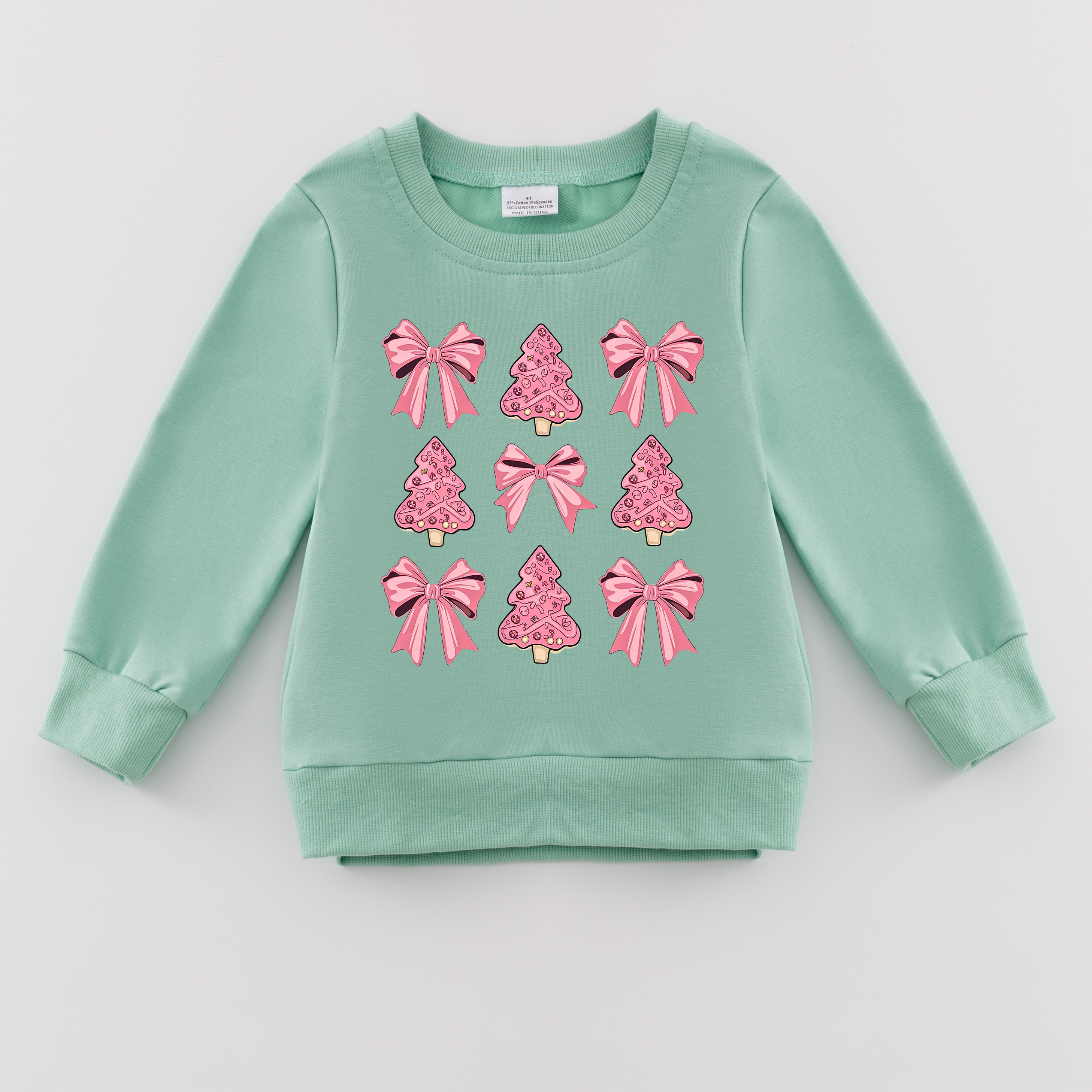 (Pre Order)Girls Christmas Print Cotton Sweatshirt