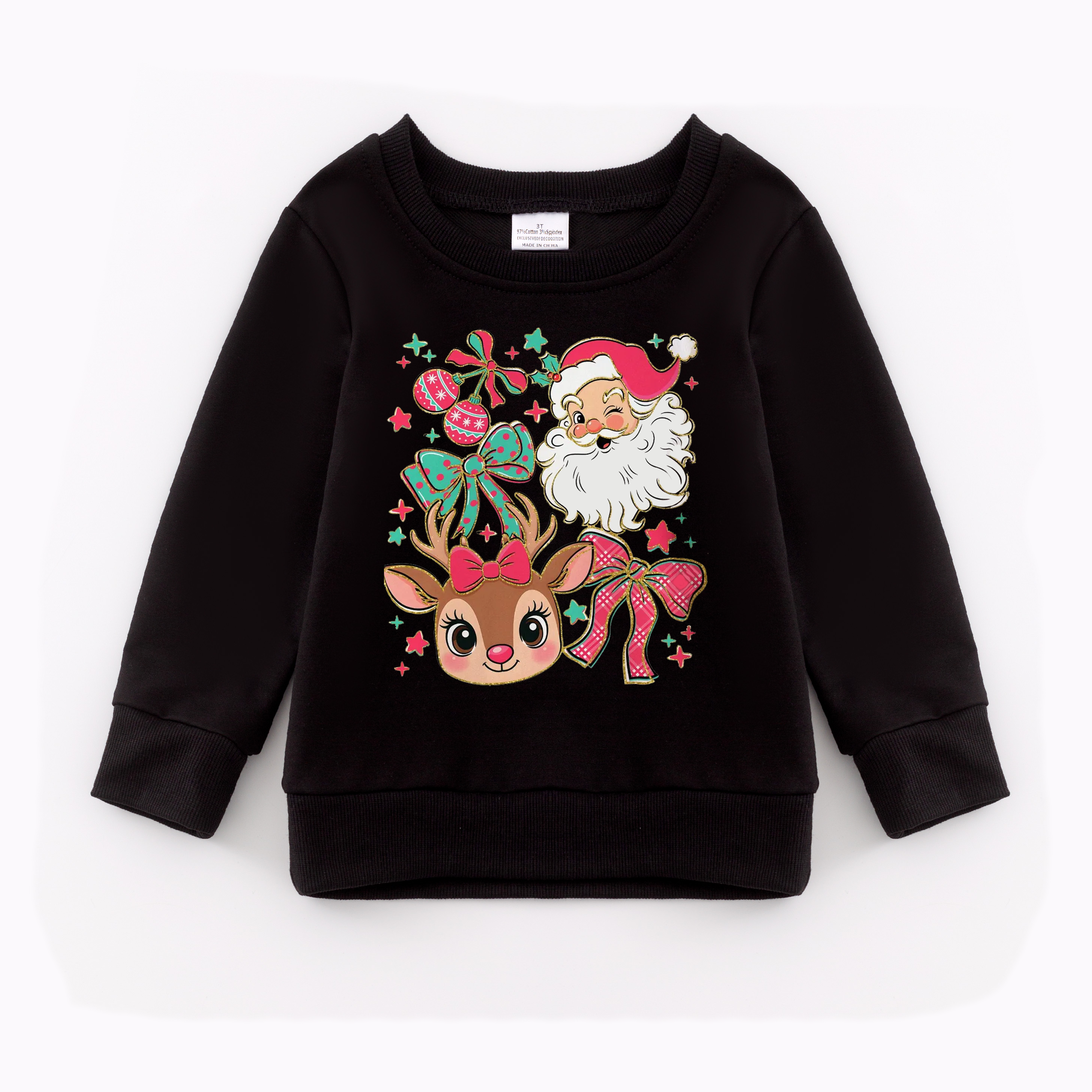 (Pre Order)Girls Christmas Print Cotton Sweatshirt