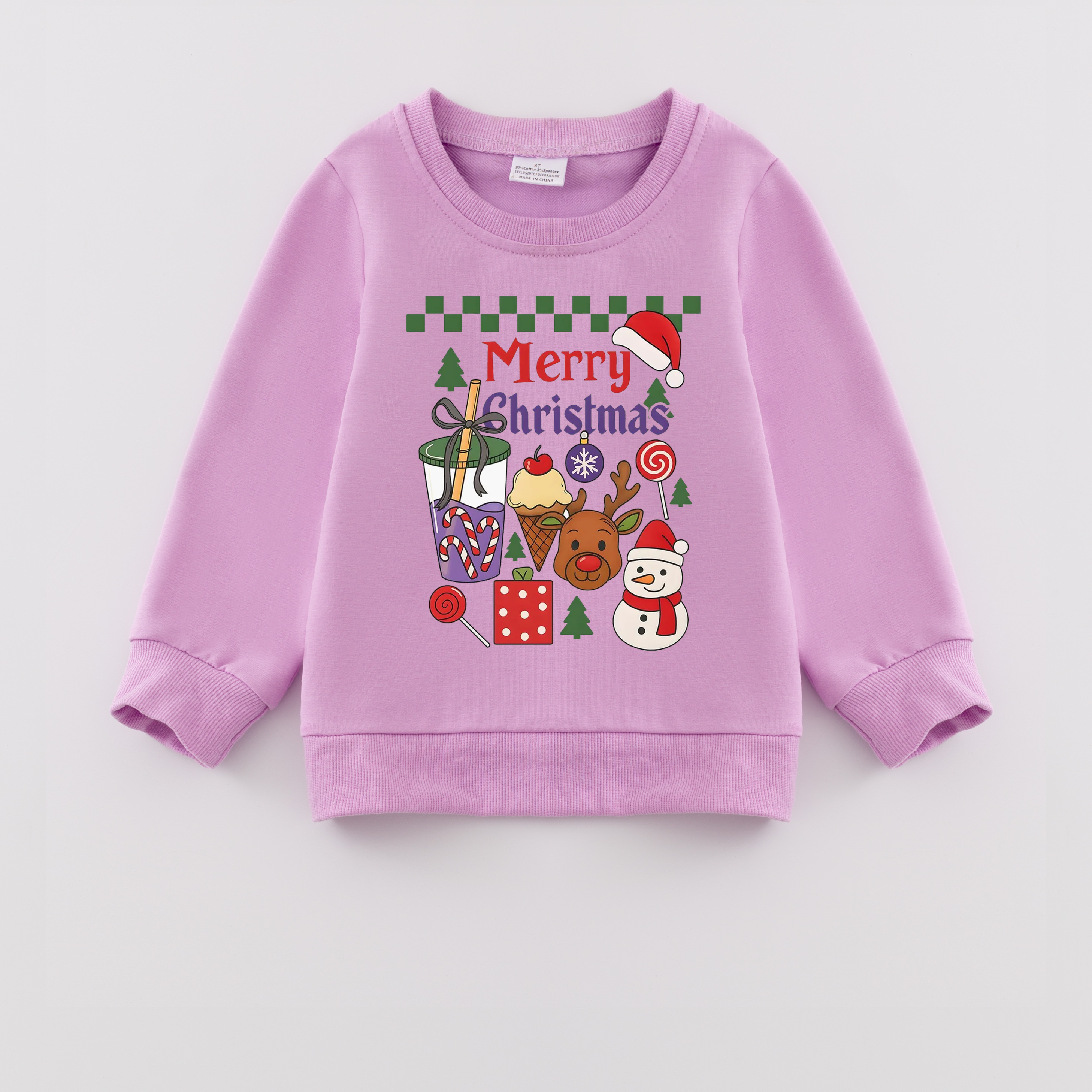 (Pre Order)Girls Christmas Print Cotton Sweatshirt
