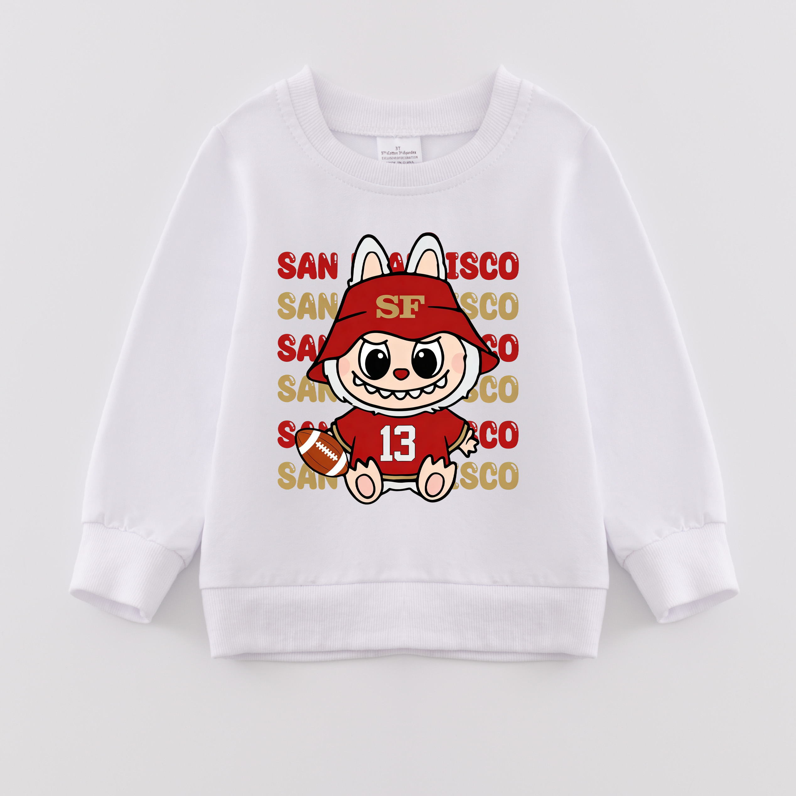 (Pre Order)Girls LBB Football Team Print Cotton Sweatshirt